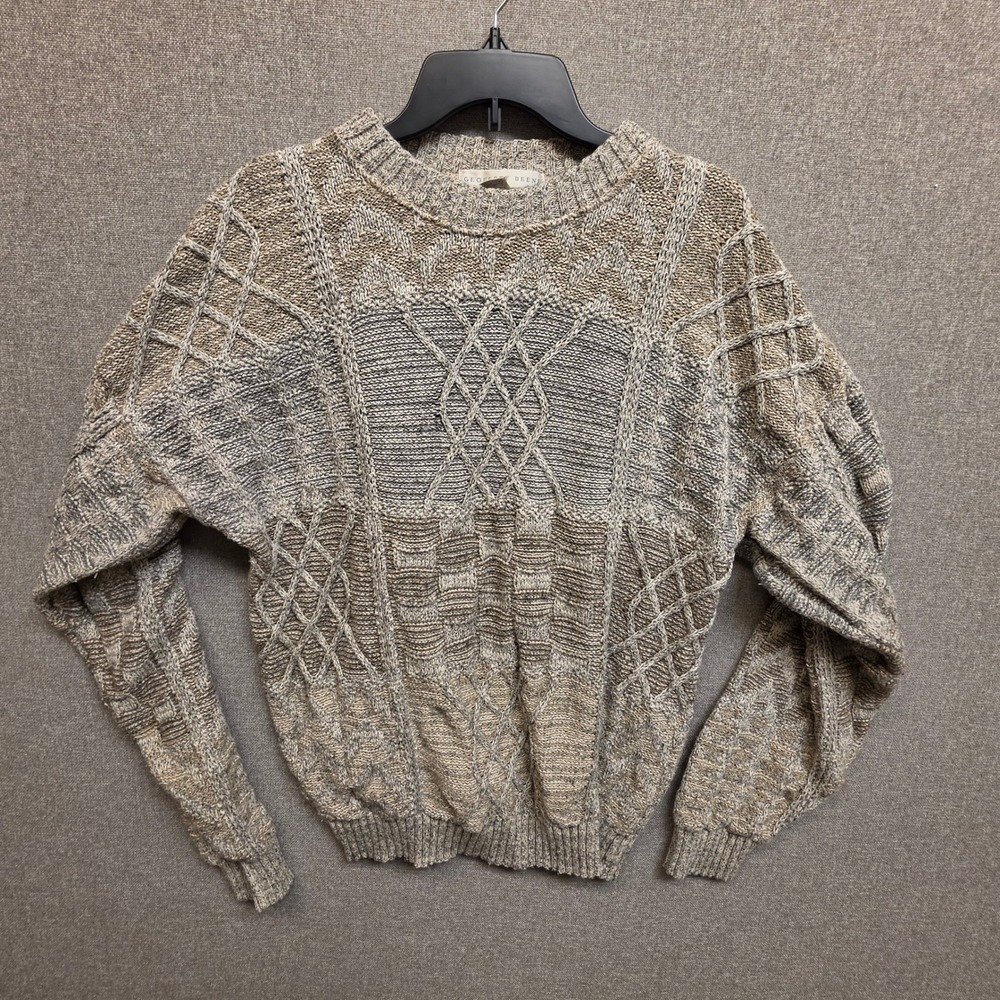 Vintage Geoffrey Beene Mens L Earth Tone Multi Texture Knit Sweater Made in USA